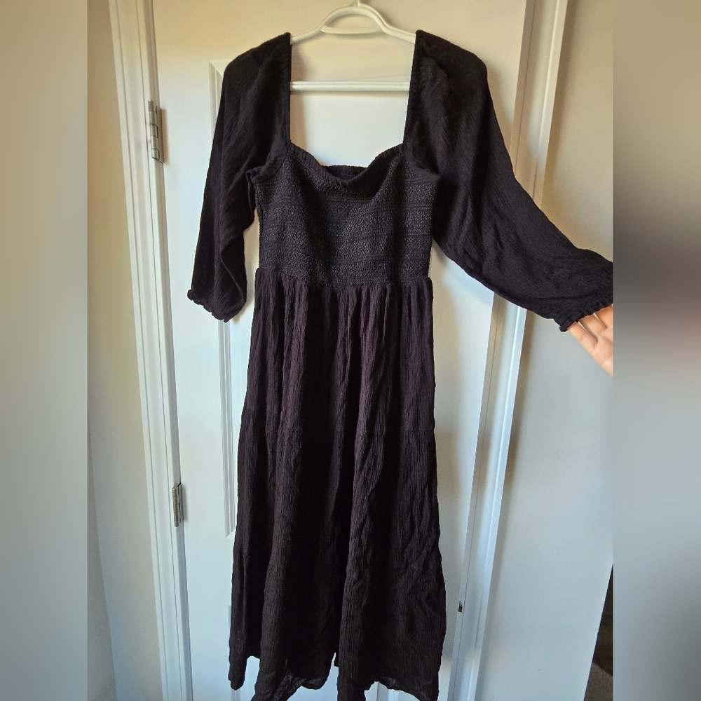 Flag & Anthem Smocked Black Long Sleeve Dress